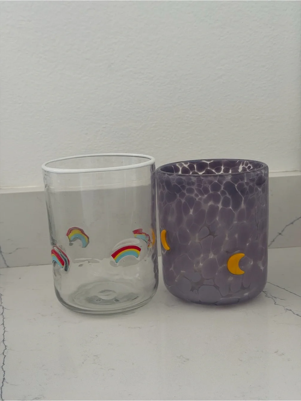 Anthropologie Icon Juice Glass: Rainbow & Moon